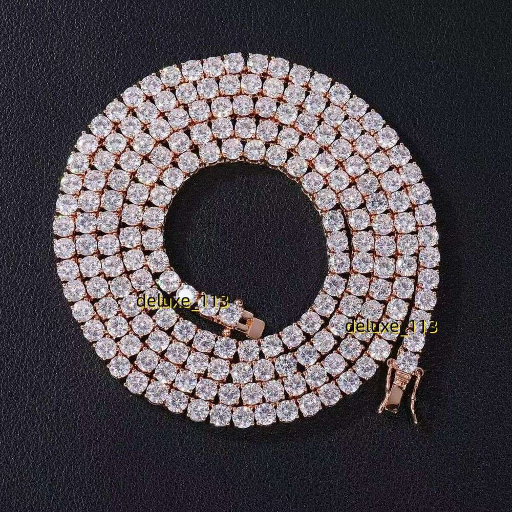 Classic VVS Moissamite Tennis Necklace 925 Sterling silver 10K 14K Gold plated chain Crystal Diamond chain Designer Jewelry Men Women wholesale custom