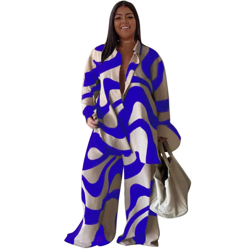 WSFEC L4XL plus size womens twopiece set Africa 2023 autumn and winter long sleeved loose casual pants shipped directly 250122
