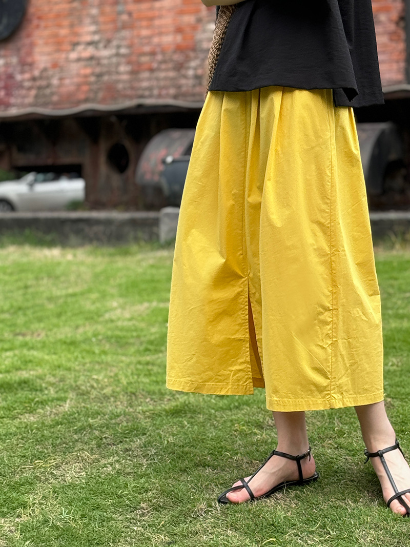 F6700 Juzhi 2024 summer new French three-dimensional tailoring medium-length cotton versatile fashion elastic waist skirt
