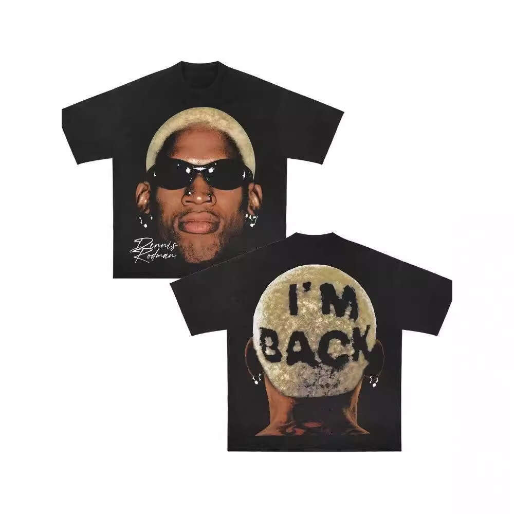 Y2k pattern style Harajuku Gothic hip-hop anime print oversized T-shirt for men and women loose fitting casual short sleeved