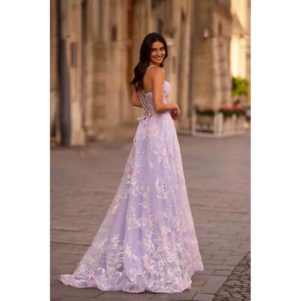 Stylish Evening Dresses Mermaid Spaghetti Ribbon Appliques Split Sleeveless Ball Gown Custom Party Dress 6660311
