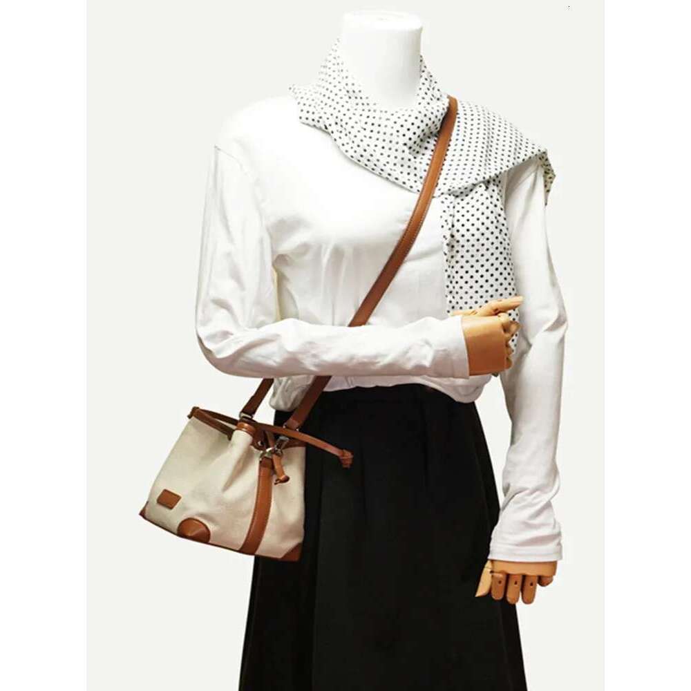 2024 New Women's Fashion Versatile Canvas Stylish Drawstring Retro Bucket Single Shoulder Crossbody Bag For Women