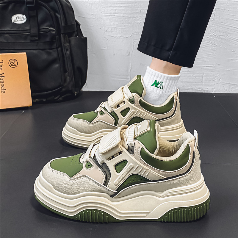 Men Casual Shoes Fashion Thick Sole Simple Design Versatile Triple Black Brown Grey Green Free shipping