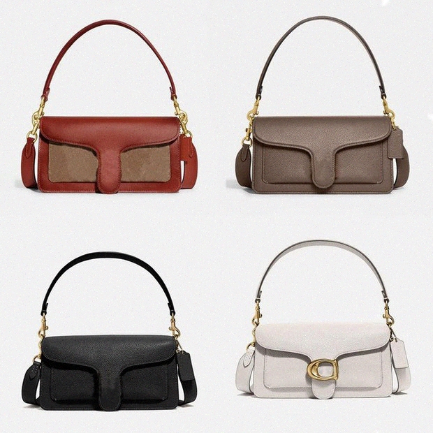 Tabby Shoulder Bag 26 In Canvas Signature Coated Refined Calf Leather Outside Slip Pocket Designer Women Luxury Jacquard Fabric Polished Pebble Flap B s4Wf#