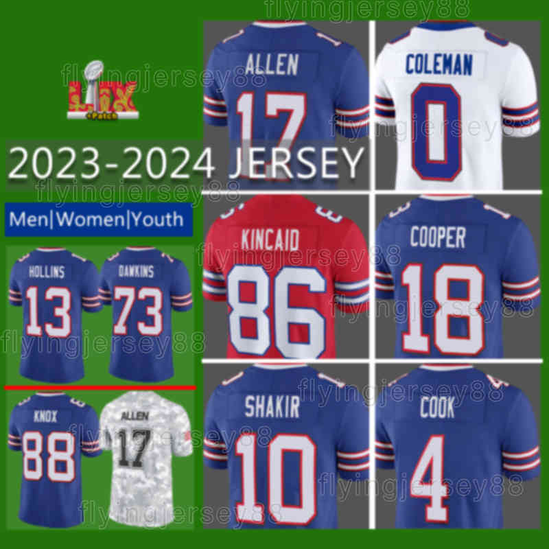 17 Josh Allen Football Jersey 0 Keon Coleman 86 Dalton Kincaid 18 Amari Cooper 4 James Cook 13 Mack Hollins Khalil Shakir Matt Milano Dawson Knox Von Miller Damar Hamlin