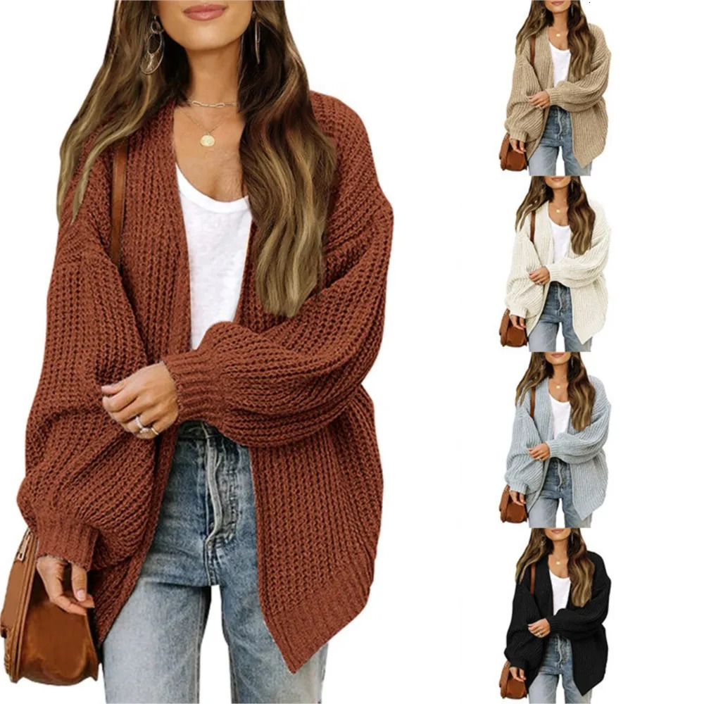 Women Cardigan Jacket Lady Cozy Sweater Stylish Autumn Winter Knitwear Midlength y250109Z