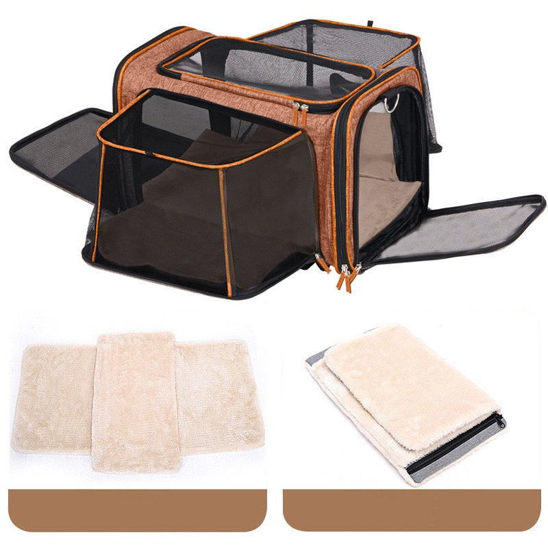 Gardner Pet Cat Carrier with Wheels and Litter Box, Breathable Mesh, Expandable Soft-Sided Carrier for Traveland Locking Zippers for Long Distance Car