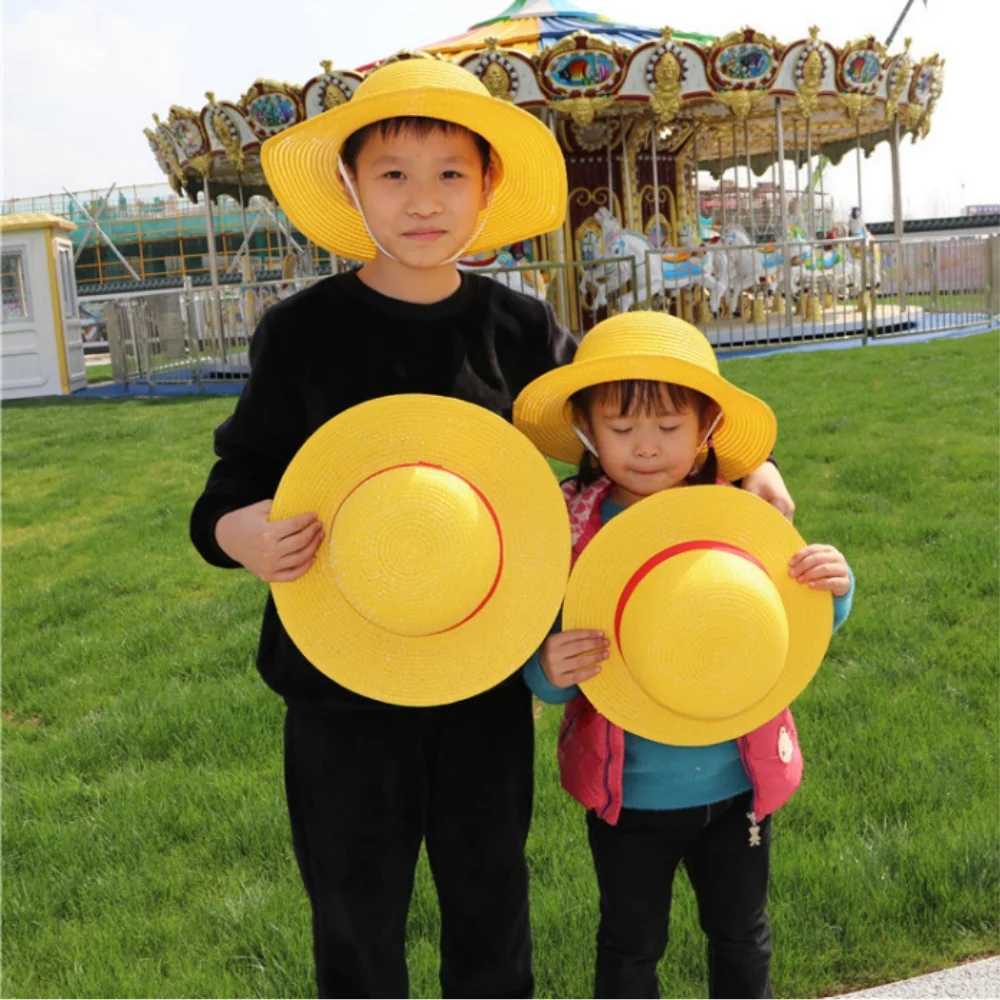 New Luffy Straw Hat Anime Cartoon Cosplay Accessories Caps for Women Men Children Fashion Cute Summer Yellow Sun Hat Sunshade M250121 - view 6