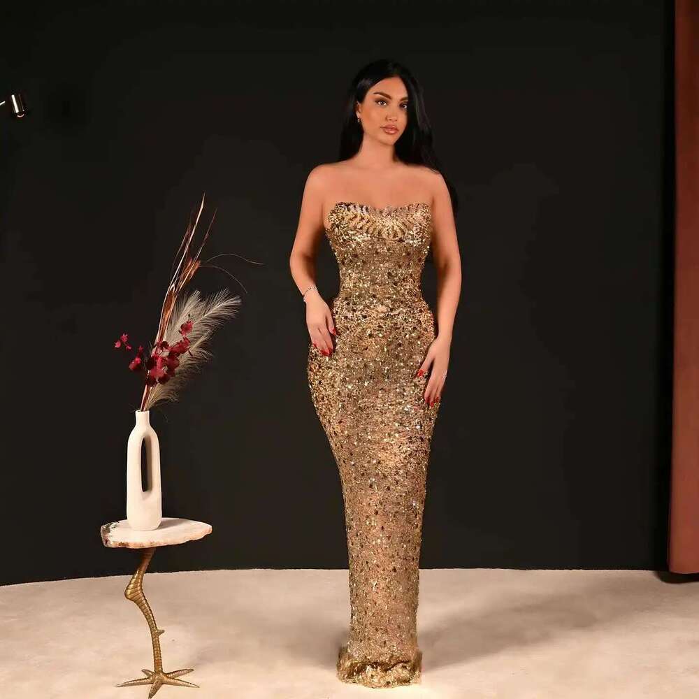 Strapless Crystal Sleeveless Sequin O Evening Dresses, Custom Party Dress 6660311