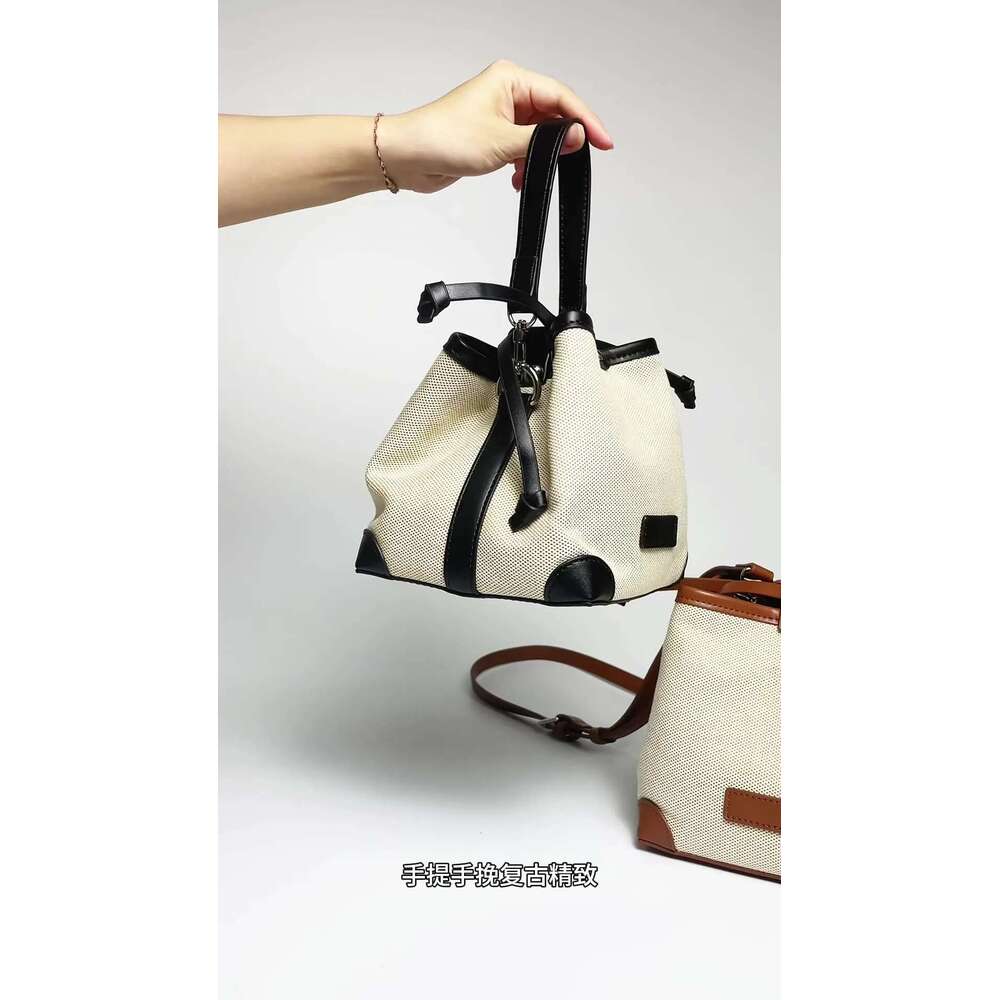 2024 New Women's Fashion Versatile Canvas Stylish Drawstring Retro Bucket Single Shoulder Crossbody Bag For Women