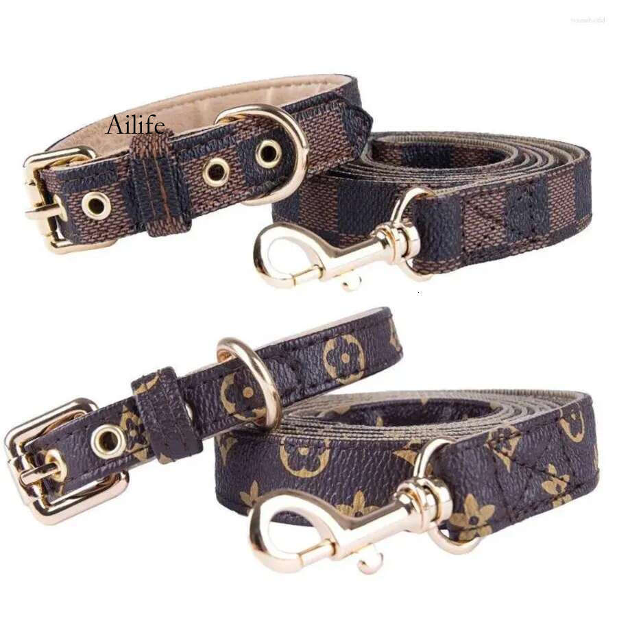 Dog Collars Designer Leashes Adjustable PU Leather Pet Fashion Letters Print Old Wers For Cat Necklace Durable Neck Decoration Accessory 8Fd 0123 DHL