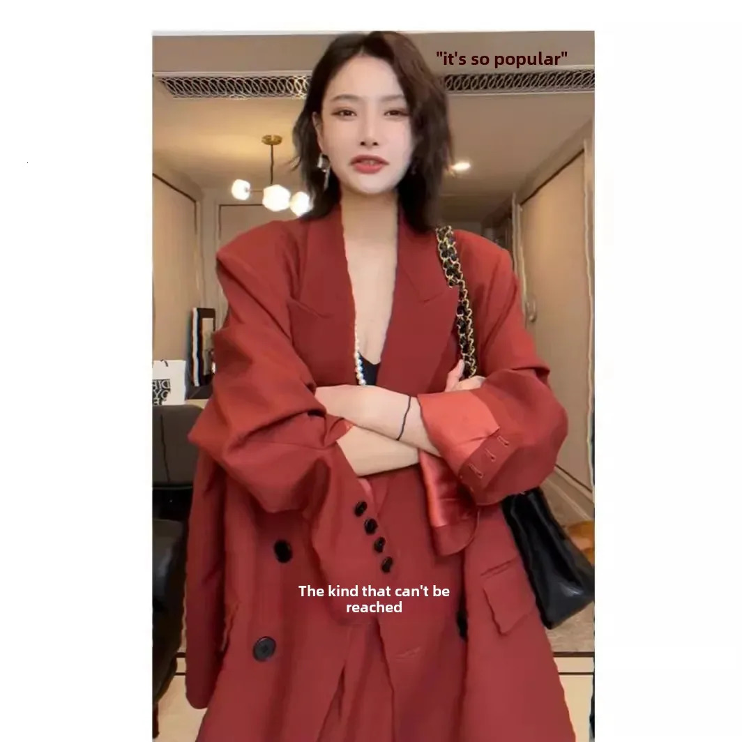 High end casual loose fit plus size womens suit with bell shaped sole 2piece set salt system matching 250122