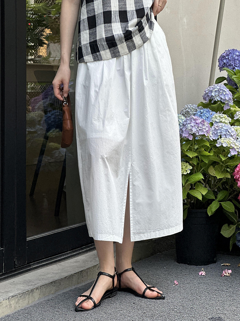 F6700 Juzhi 2024 summer new French three-dimensional tailoring medium-length cotton versatile fashion elastic waist skirt