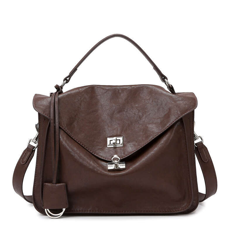 Women's Bags Women's fashionable and luxurious handbag, large capacity commuting high-end soft leather mailman bag, versatile hand-held cros