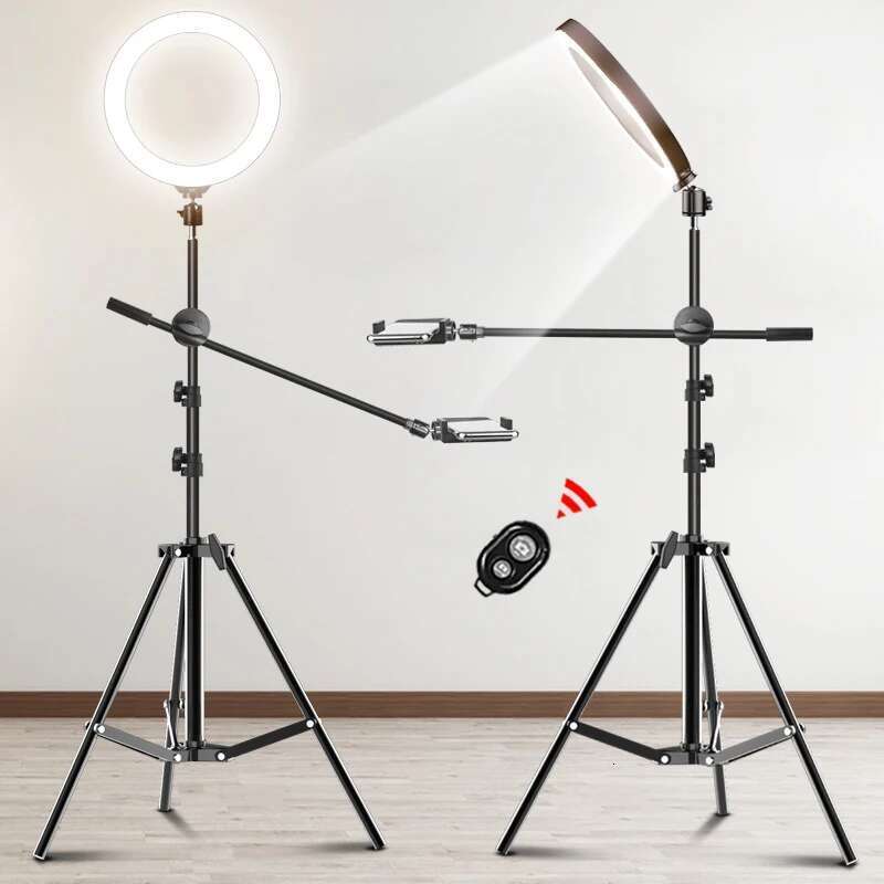 26cm POGRAMENT LED VIDEO RING Light Circle remplissage d'éclairage Caméra PO Studio Téléphone Selfie Lampe avec trépied Stand Boom Bras