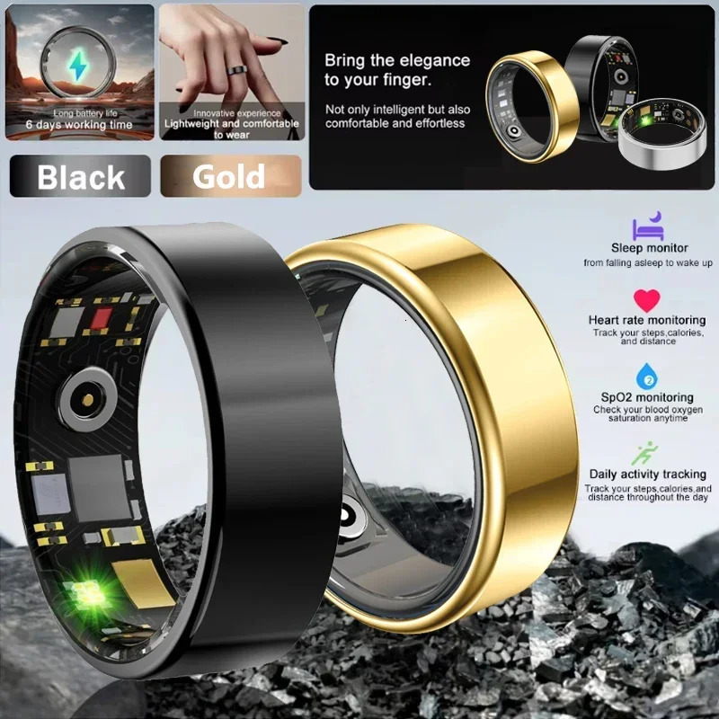 Smart Ring Multifunctional Health Tracker Heart Rate Blood Oxygen Monitor Waterproof Men Women Bluetooth Ring Sleep Fitness 250110