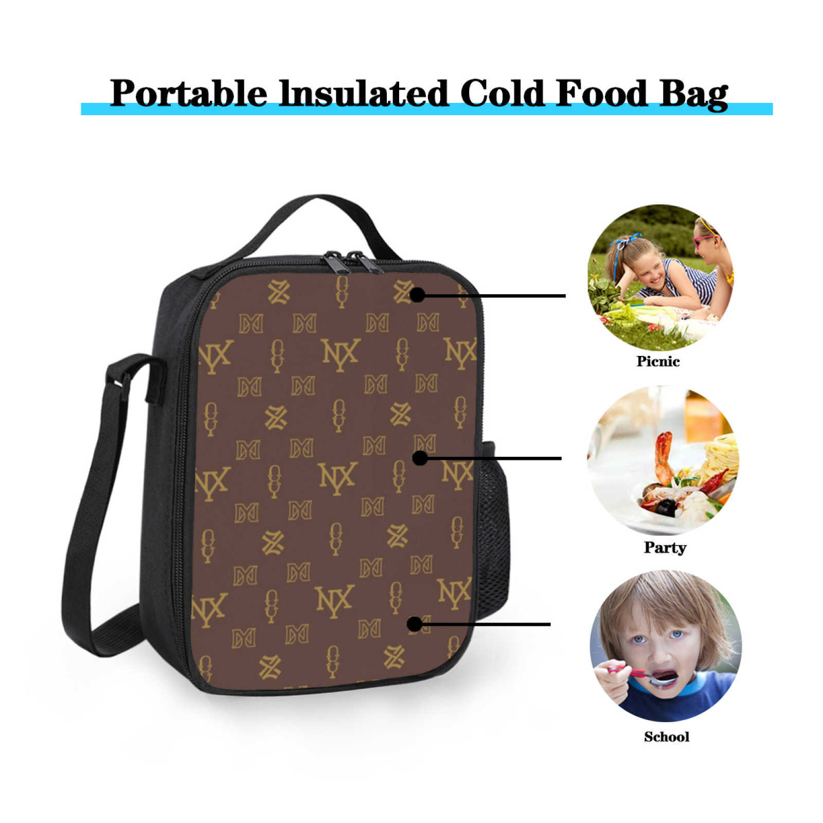 NXY Designer Square Portable Thermal Insulation Meal Bag Shoulder Bag Ladies High Quality Handbag Crossbody Bag