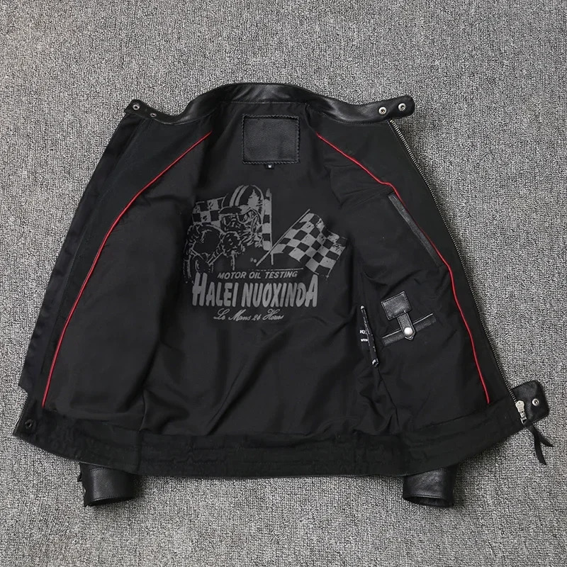 Motorcycle leather jacket mens style bicycle jacket ultra-thin denim spring jacket mens 250122