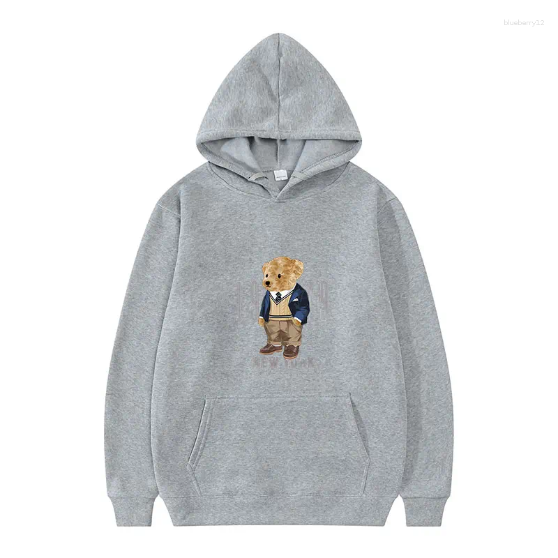Stylish Hoodie Men Autumn Winter Teddy Bear Print Velvet Hoodie Mens Fashion Hoodies u0026 Strtwear Trendy Hooded Sportswear L2510183TFF