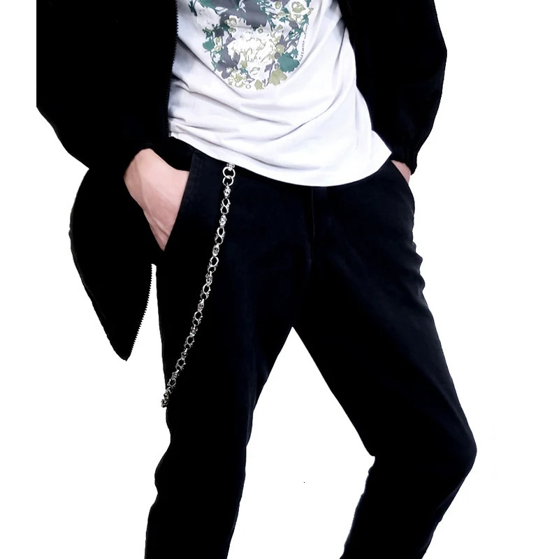 Skull Biker Jean Key Wallet Chains Black Rock Punk Hip-pop Metal Keychain Pants Belt Chain Fashion Men Accessories Jewelry DR45 250122