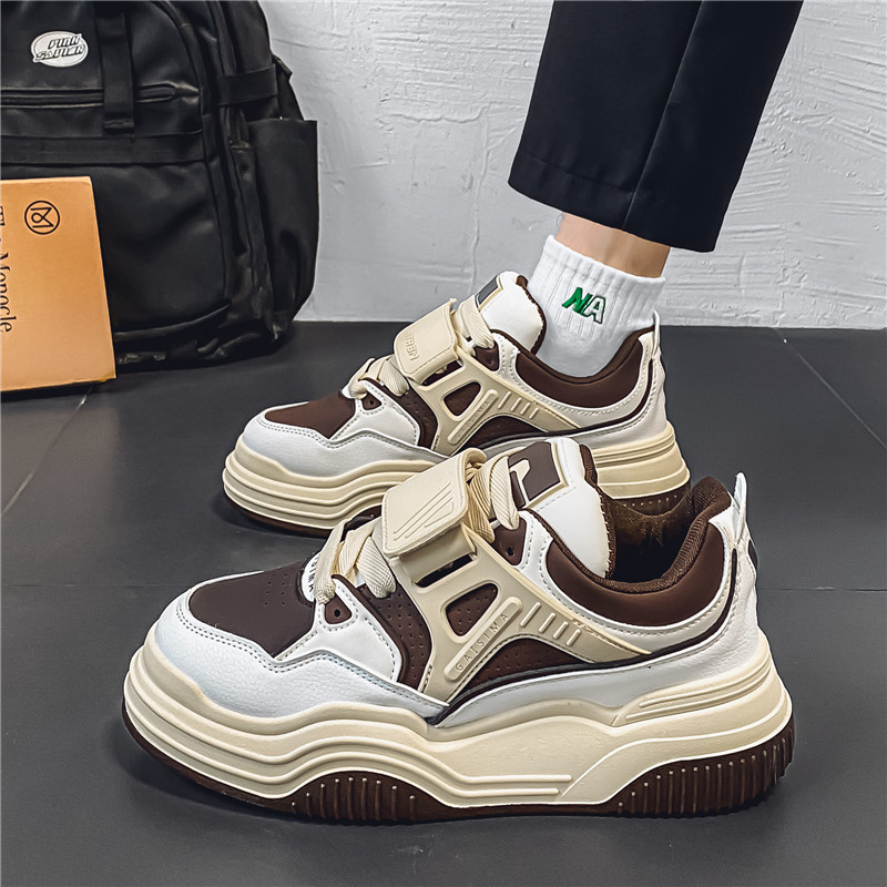 Men Casual Shoes Fashion Thick Sole Simple Design Versatile Triple Black Brown Grey Green Free shipping