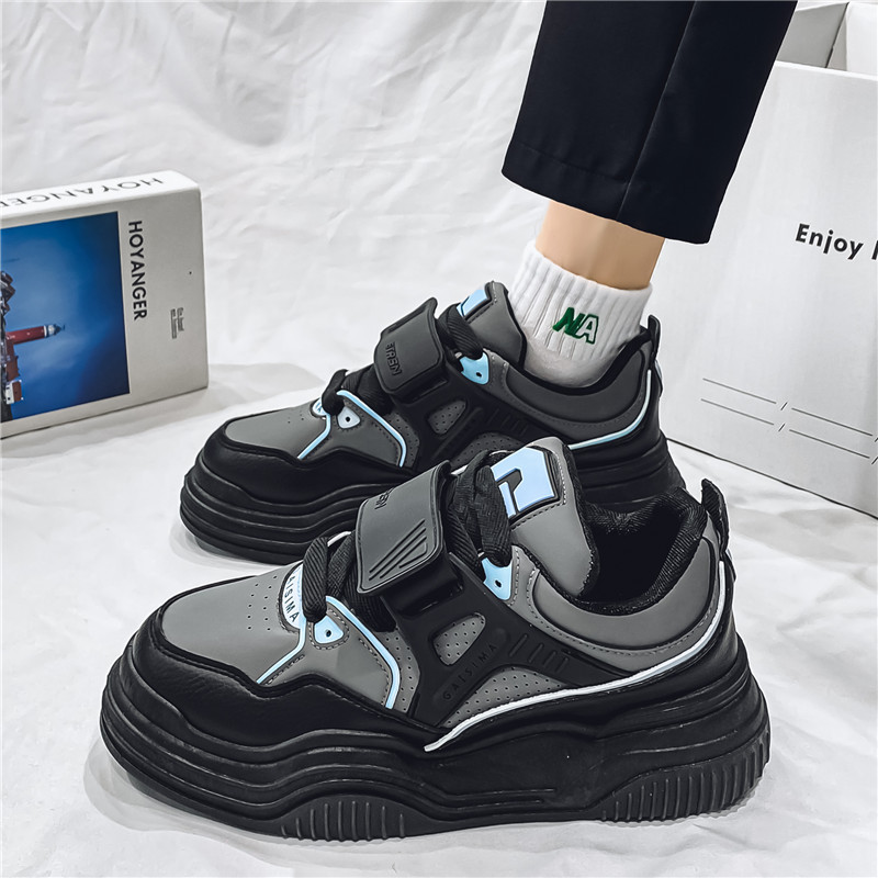 Men Casual Shoes Fashion Thick Sole Simple Design Versatile Triple Black Brown Grey Green Free shipping