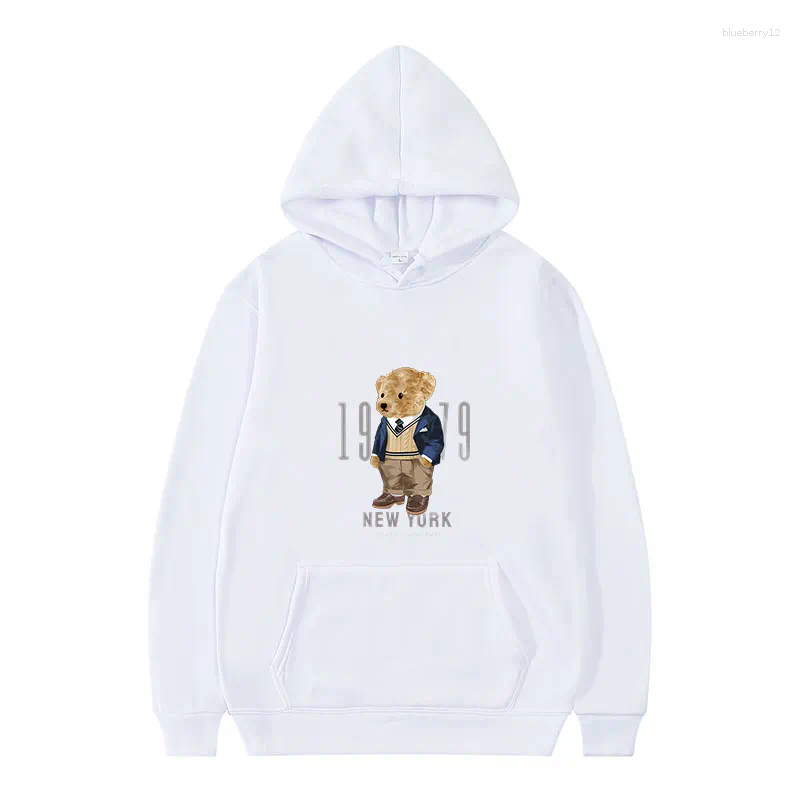 Stylish Hoodie Men Autumn Winter Teddy Bear Print Velvet Hoodie Mens Fashion Hoodies u0026 Strtwear Trendy Hooded Sportswear L2510183TFF