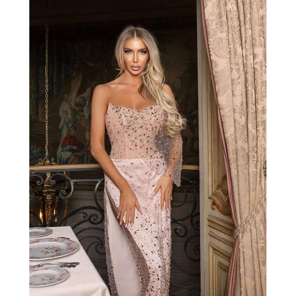 Strapless Princess Dresses, Sleeveless, evening High Side Split, Mermaid Prom Gown, Custom Party Dress