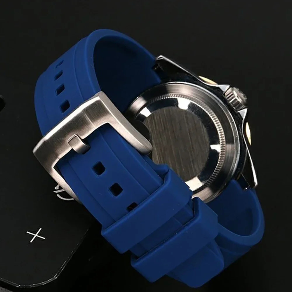 Curved End Watch Band for Moon Silicone Strap for 20mm 22mm Arc Rubber Sport Bracelet for Curved Straps 250121