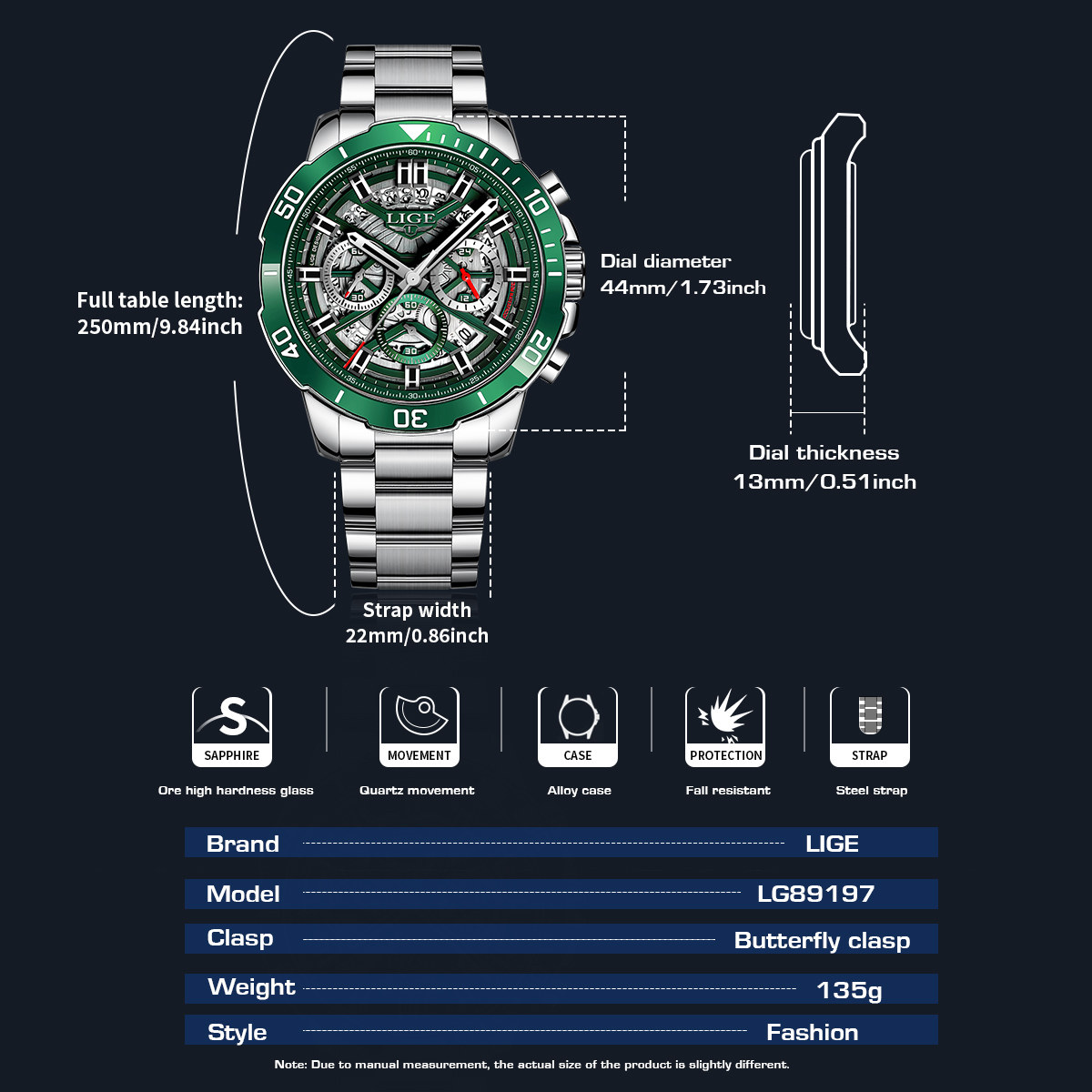 LIGE Men's Fashion Hollow Design Quartz Watch Multi functional Luminous Calendar Watch Give Friends Holiday Gifts