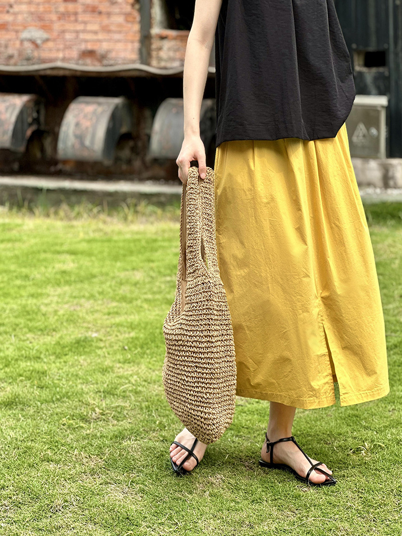 F6700 Juzhi 2024 summer new French three-dimensional tailoring medium-length cotton versatile fashion elastic waist skirt
