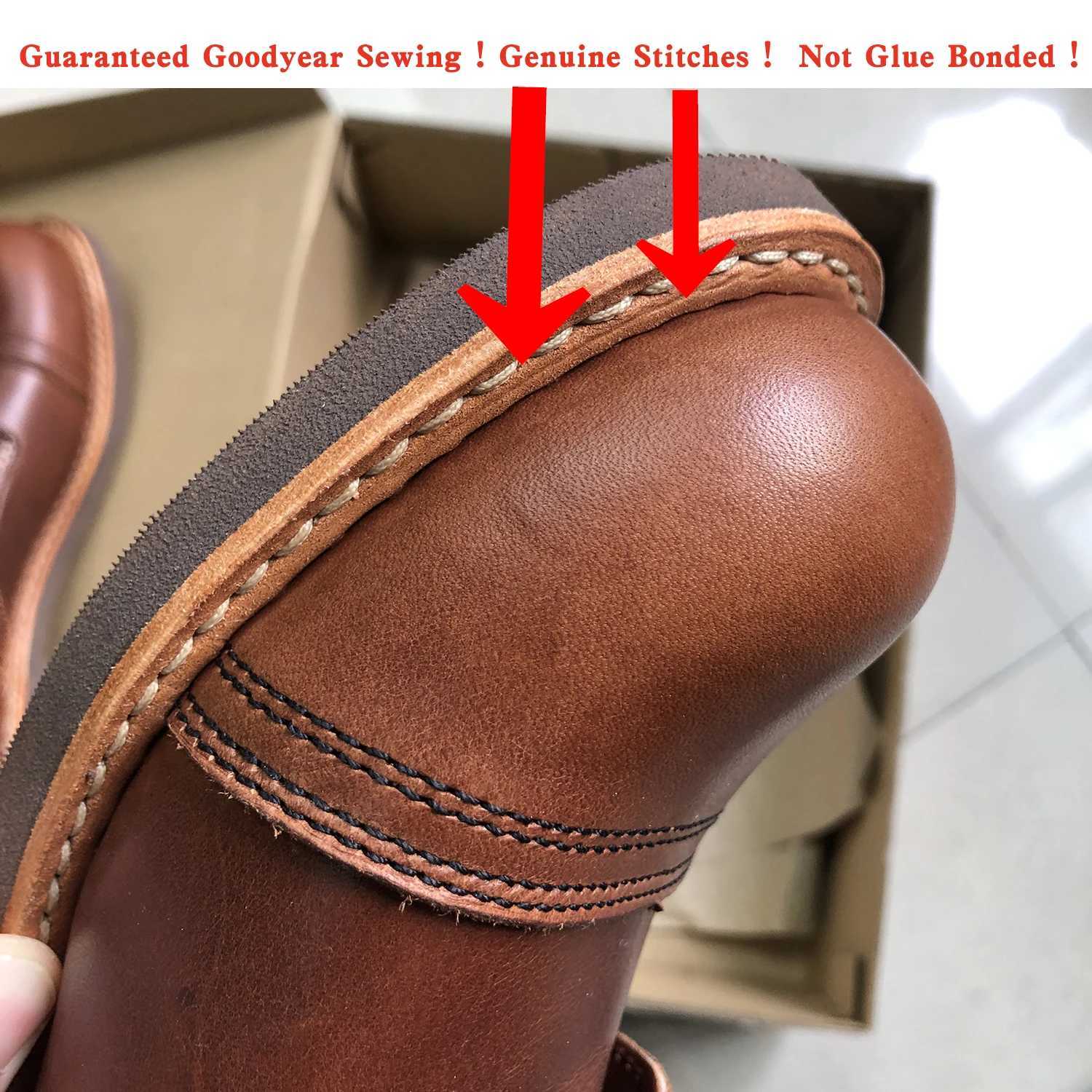 Durable Goodyear-Welted Stitchdown Rugged Style Work Boots Heritage Genuine Leather Moctoeboots8111 Red For Men Midcut Shoe M250121