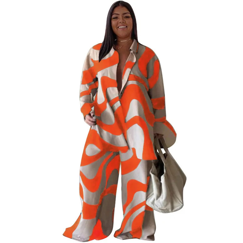 WSFEC L4XL plus size womens twopiece set Africa 2023 autumn and winter long sleeved loose casual pants shipped directly 250122