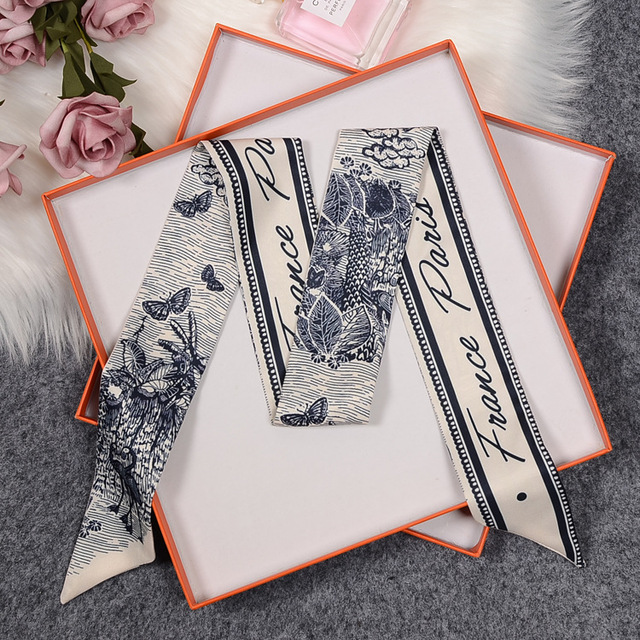 10-color designer silk scarf letter printing floral headband women's scarves fashion long-handled bags scarvess
