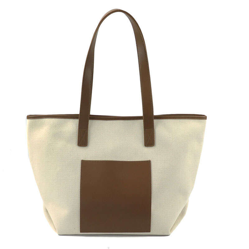 Fashion Women Customized Tote With Leather Trim Ladies Big Canvas Shoulder Casual Shopping Bag