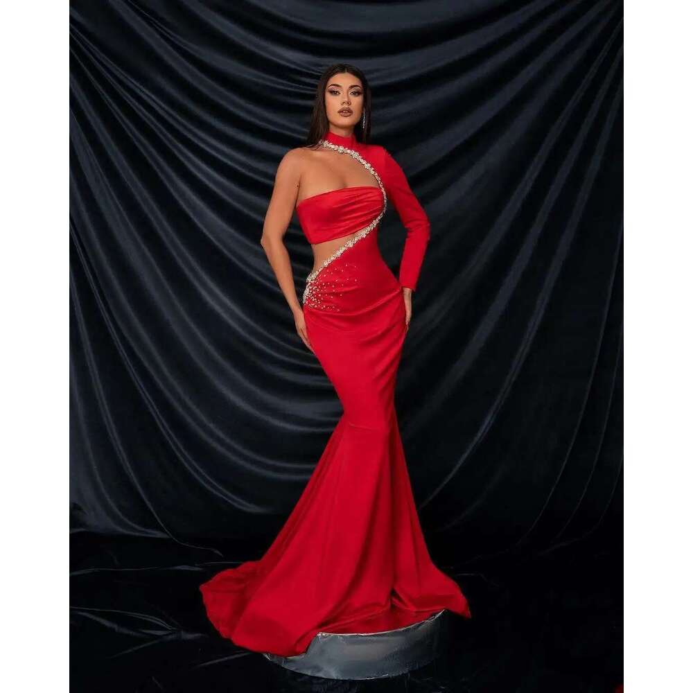 Personalized Strapless Evening with a Crystal and Rhie Shoulder, Sexy Mermaid Dress, Trimmed Ball Gown, Party Dress