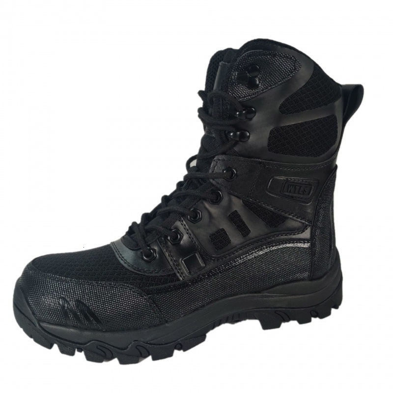 Outdoor tactical designer boots breathable special forces combat training boots, high top mesh military enthusiast shoes, men's boots, zipper hik