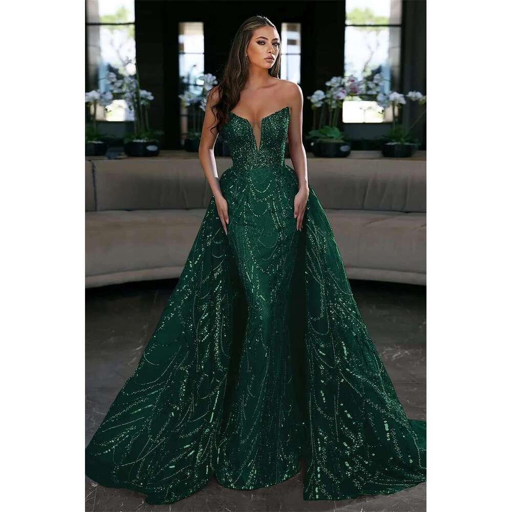Bright Mermaid Evening Dress, Strapless, Sequins, Sleeveless, Multiple Colors, Ball Gown, Party, Made To Order 6660311