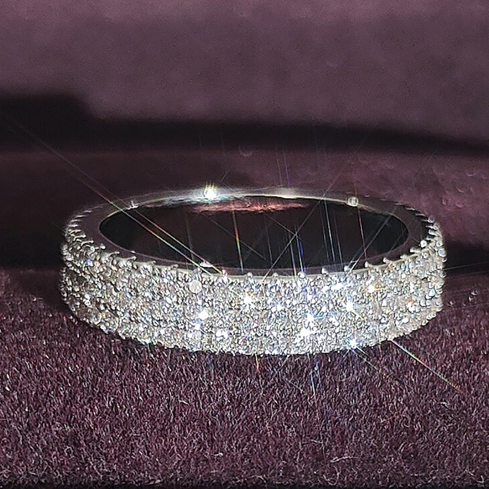 Ins Top Sell Wedding Designer Rings Luxury Jewelry Stack 925 Sterling Silver Pave Micro 5A Cubic Zircon Diamond Gemstones Party Eternity Women Engagem
