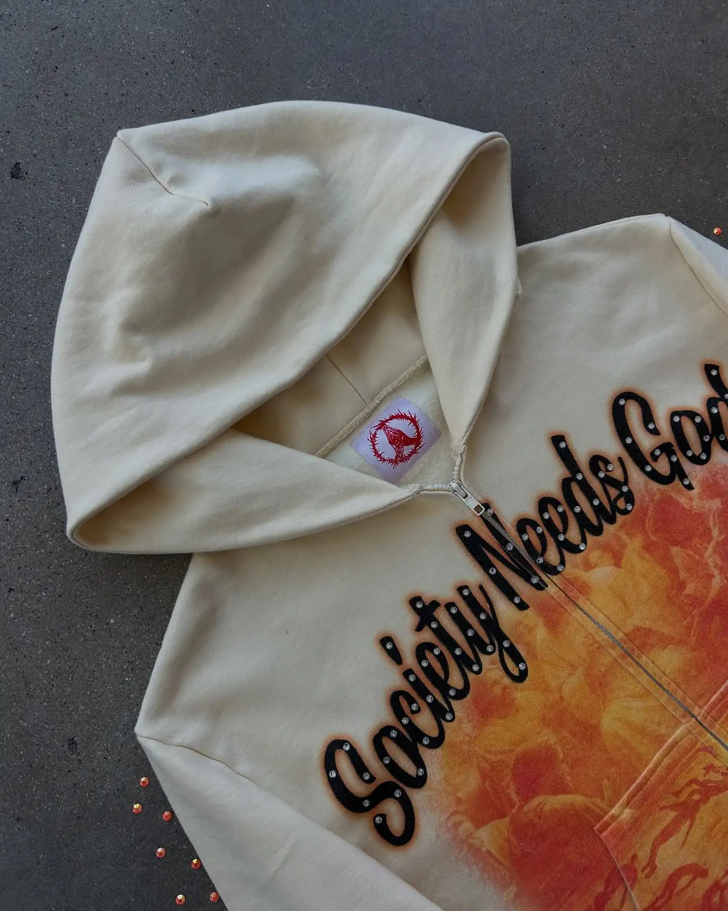 Harajuku Society Needs God Graphic Clothes Men Gothic Oversized Hoodie Sweatshirt Jacket Streetwear Zip Up Hoodie Y2K Coats 250118