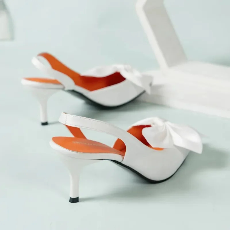 High Quality Ladies Shoes Baotou Womens Sandals Fashion Butterflyknot Office and Career Plus Size Solid Heels Women 250117BJ - view 3