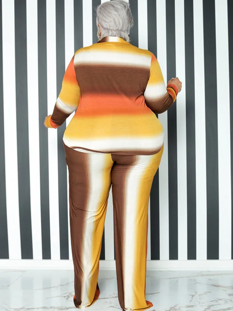 2 Pieces Set Sexy Plus Size Spring Autumn Fashion Women Female Tops Long Sleeve Shirt And Pants Suit Matching Outfit 250122