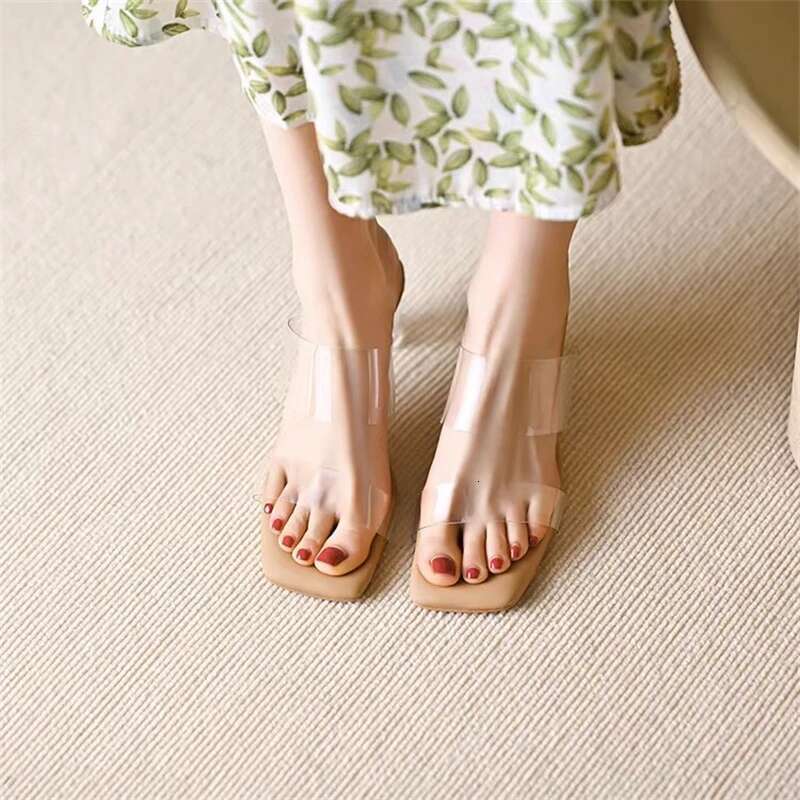 Summer Pumps PVC Jelly Open Toe High Heels Women Transparent Perspex Slippers Shoes Heel Clear Sandals
