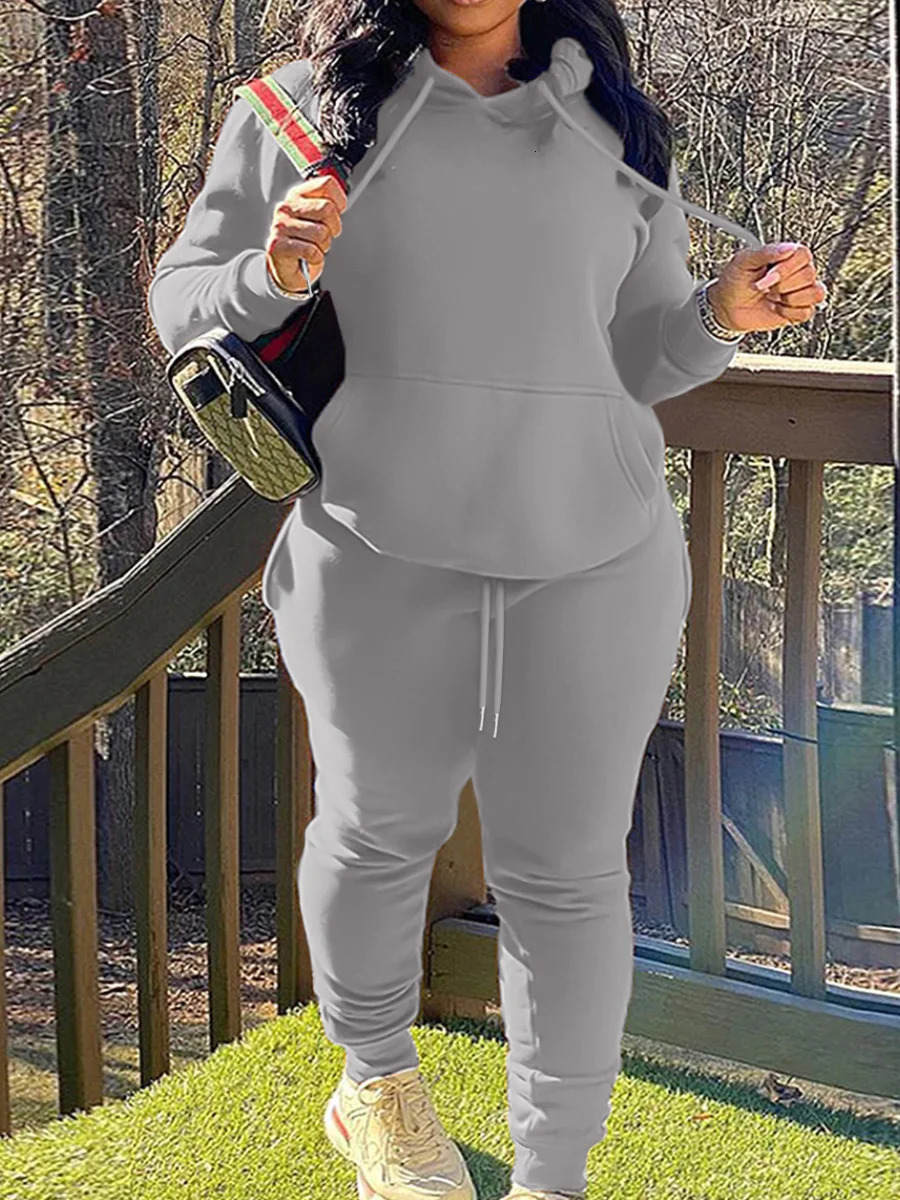 LW Plus Size womens matching tracksuit set Drawstring Tracksuit Set Female Autumn Sport Pants for Women Two Piece Sets 250122