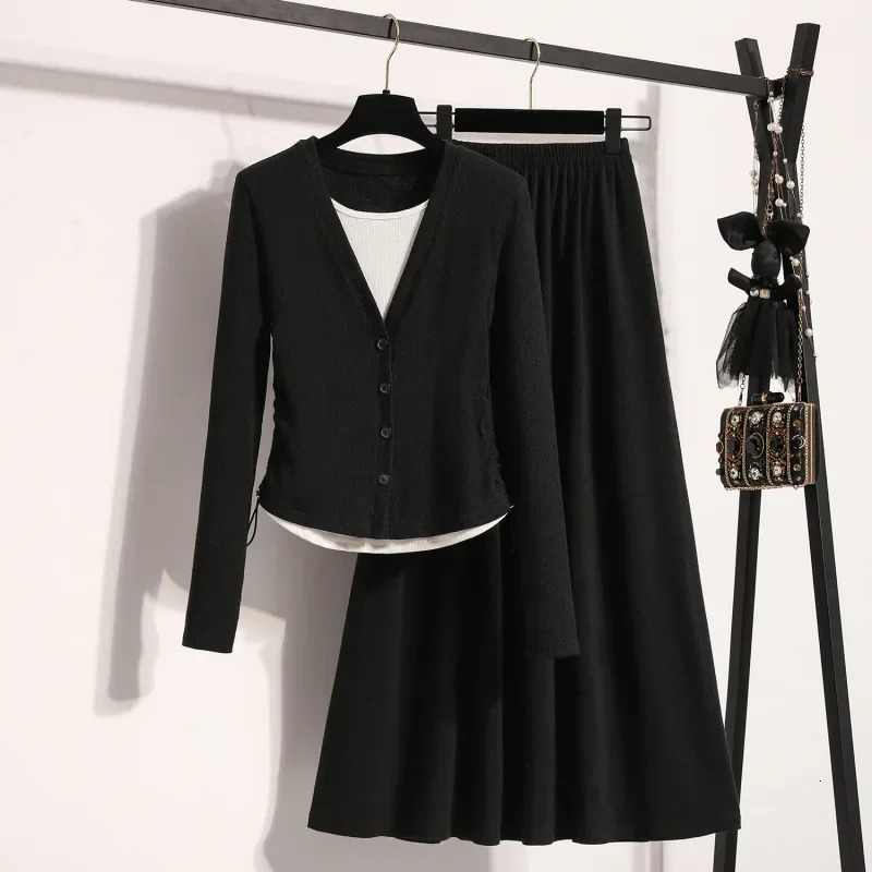 Plus Size Early Autumn Matching Suit 2024 Fantasy Top Casual Half length Long Dress Two Piece Set 250122