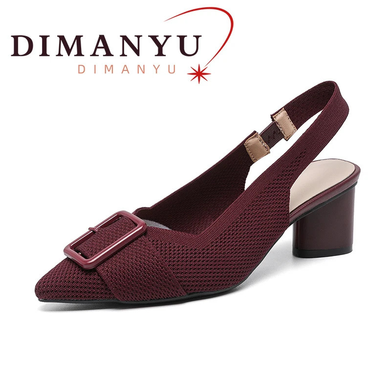 DIMANYU Women Sandals Summer Pointed Large Size Knitted Shoes Hollow Breathable High Heel 250117BJ - view 6