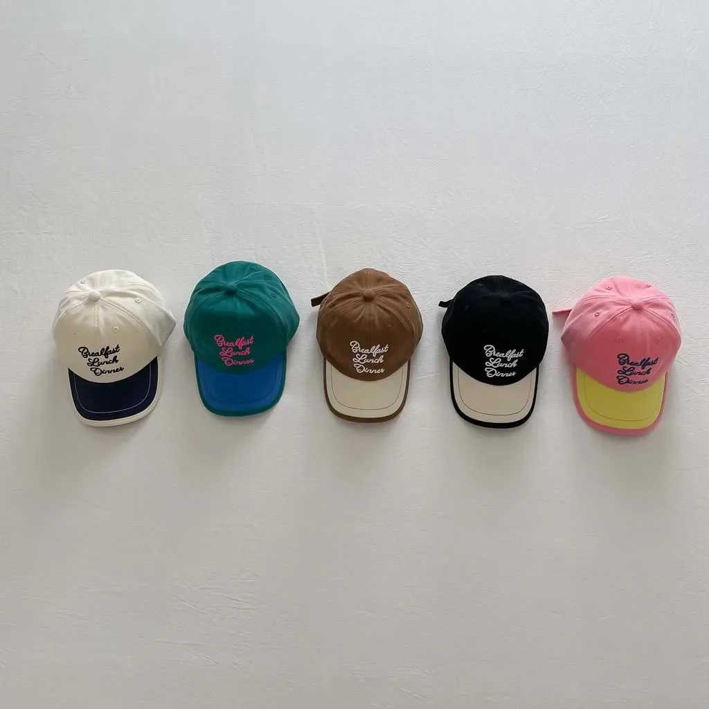 Korean Fashion Letter Childrens Baseball Hat Spring and Autumn Boys and Girls Sunset Match Colorful Duck Tongue Hat Baby Toe Hat M250121