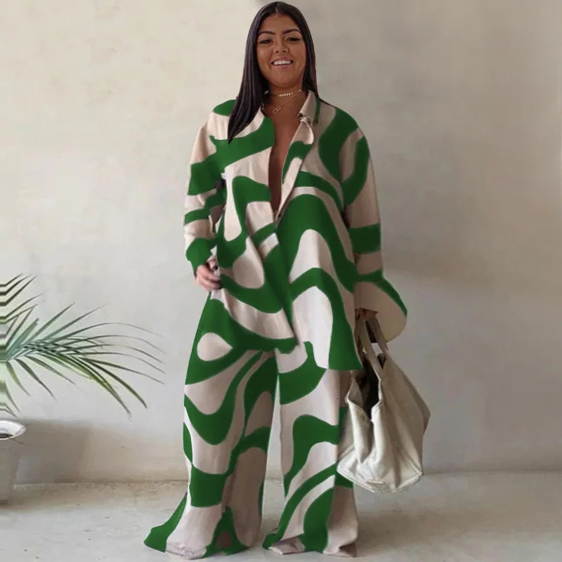 WSFEC L4XL plus size womens twopiece set Africa 2023 autumn and winter long sleeved loose casual pants shipped directly 250122