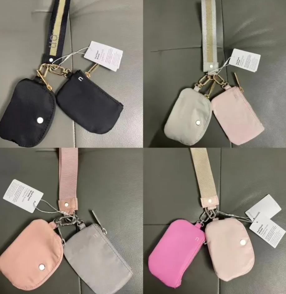 20 Colors Yoga Bags Dual Pouch Mini Bag Zip Around Wristlet Portable Keychain Wallet Coin Purses Pocket Wholesale 0320 38D