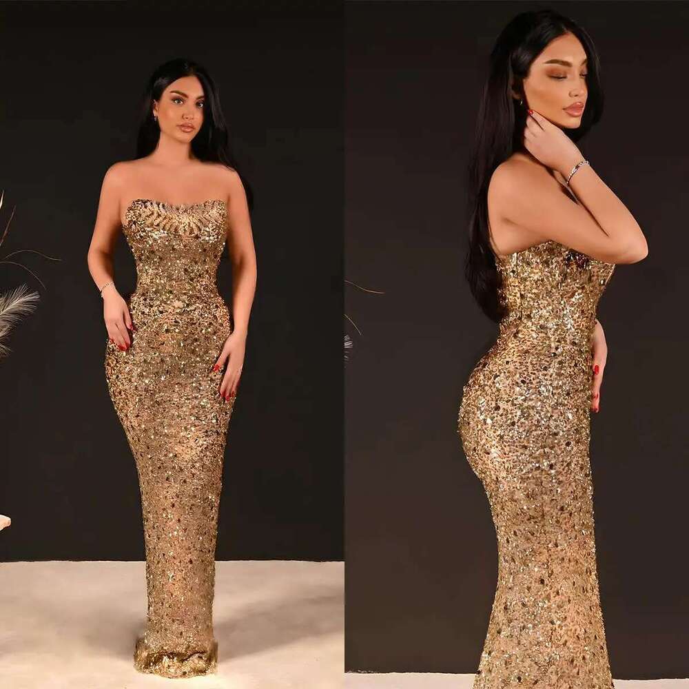 Strapless Crystal Sleeveless Sequin O Evening Dresses, Custom Party Dress 6660311